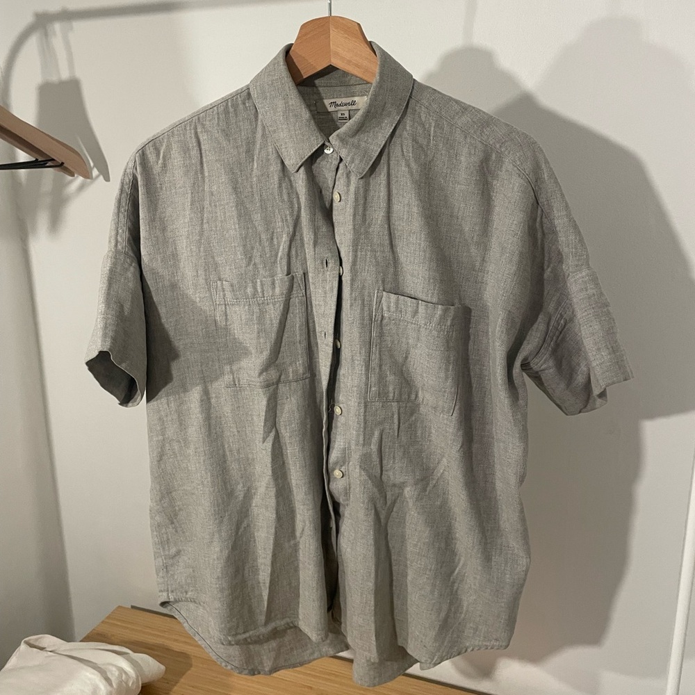 Madewell Women's Gray Button Down Shirt